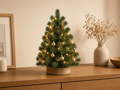 Árbol de Navidad pequeño de mesa con luces